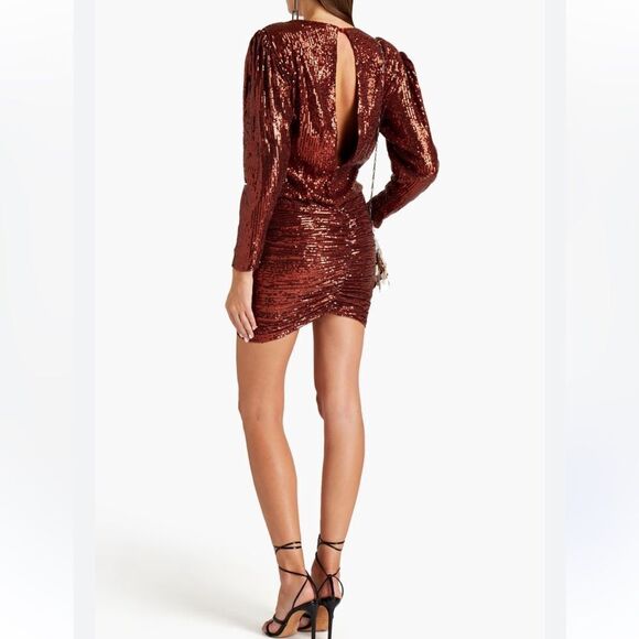 $658 Retrofete Flynn ruched sequined tulle mini dress NWT Small - Picture 3 of 10